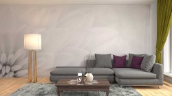 fotobehang witte chrysant woonkamer